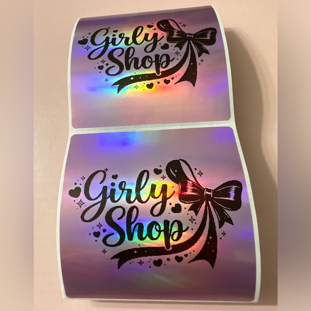 50 ct. Custom 3”x3” Pink Holographic Square Sticker Labels